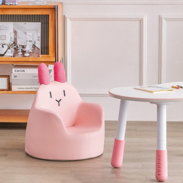 Modern Art Deco Wood Leather Animal-Shaped Kids Chair With Backrest & Armrest For Bedroom & Living Room - Image 2