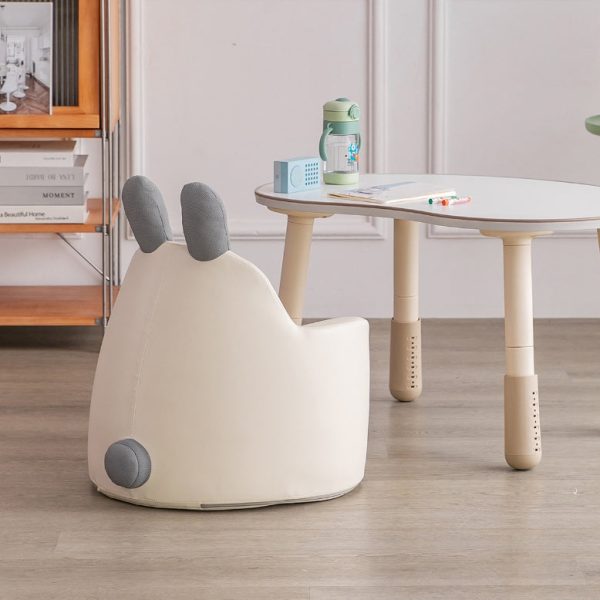 Modern Art Deco Wood Leather Animal-Shaped Kids Chair With Backrest & Armrest For Bedroom & Living Room - Image 7