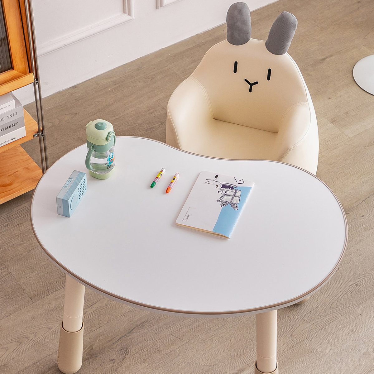 Modern Art Deco Wood Leather Animal-Shaped Kids Chair With Backrest & Armrest For Bedroom & Living Room - Image 8