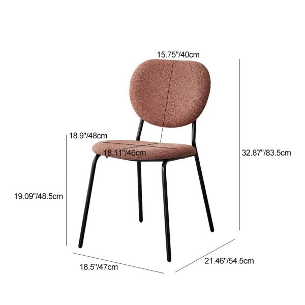 Contemporary Scandinavian Velvet Iron Rounded Dining Chair With Backrest For Living Room - Image 4