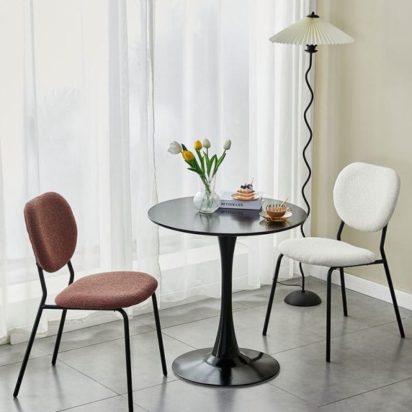 Contemporary Scandinavian Velvet Iron Rounded Dining Chair With Backrest For Living Room - Image 2