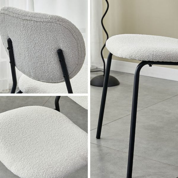 Contemporary Scandinavian Velvet Iron Rounded Dining Chair With Backrest For Living Room - Image 5