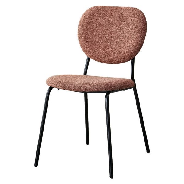 Contemporary Scandinavian Velvet Iron Rounded Dining Chair With Backrest For Living Room - Image 17