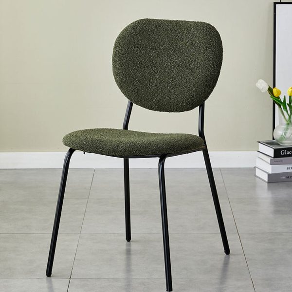Contemporary Scandinavian Velvet Iron Rounded Dining Chair With Backrest For Living Room - Image 15