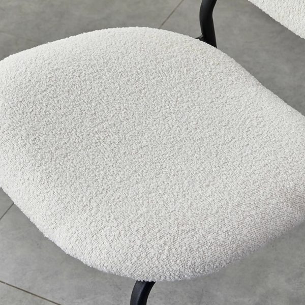 Contemporary Scandinavian Velvet Iron Rounded Dining Chair With Backrest For Living Room - Image 8