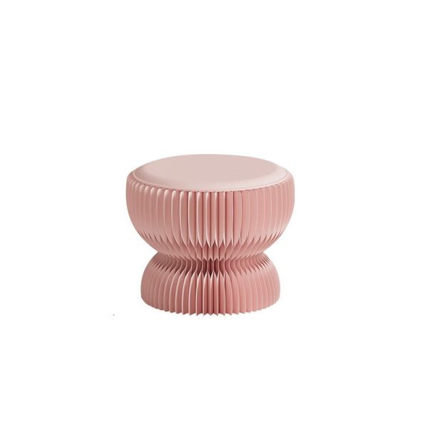 Contemporary Creative Leather Kraft Paper Round Cylinder Foldable Low Stool For Bedroom & Living Room - Image 15