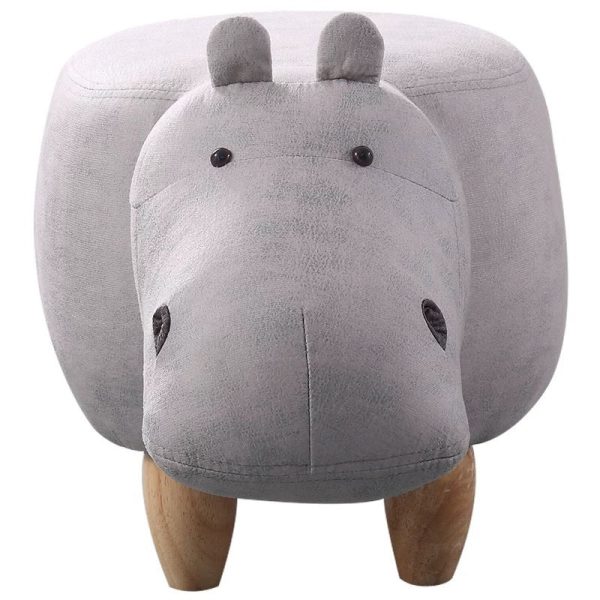 Modern Art Deco Tech Fabric Solid Wood Hippo-Shaped Storage Low Stool For Living Room - Image 16