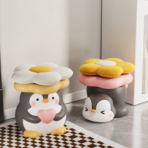 Modern Art Deco Resin Penguin-Shaped Flower Low Stool For Living Room - Image 10