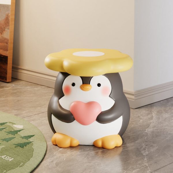 Modern Art Deco Resin Penguin-Shaped Flower Low Stool For Living Room - Image 12