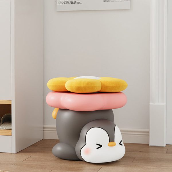 Modern Art Deco Resin Penguin-Shaped Flower Low Stool For Living Room - Image 9