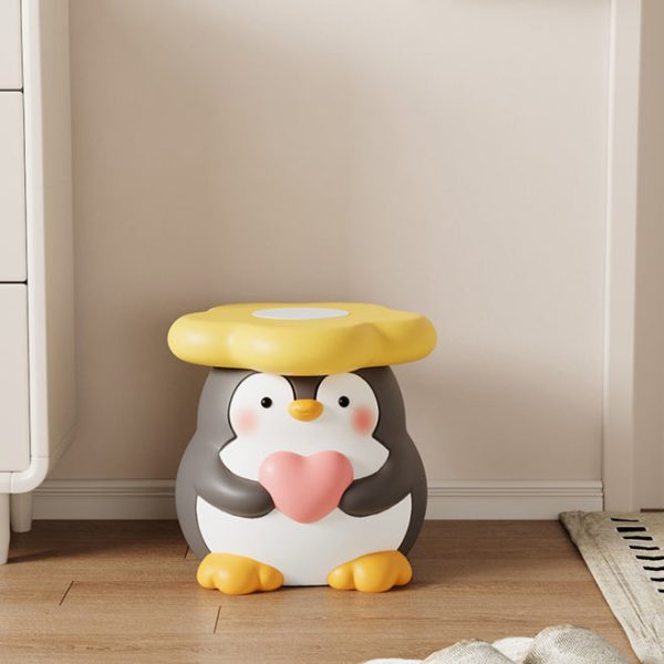 Modern Art Deco Resin Penguin-Shaped Flower Low Stool For Living Room - Image 13