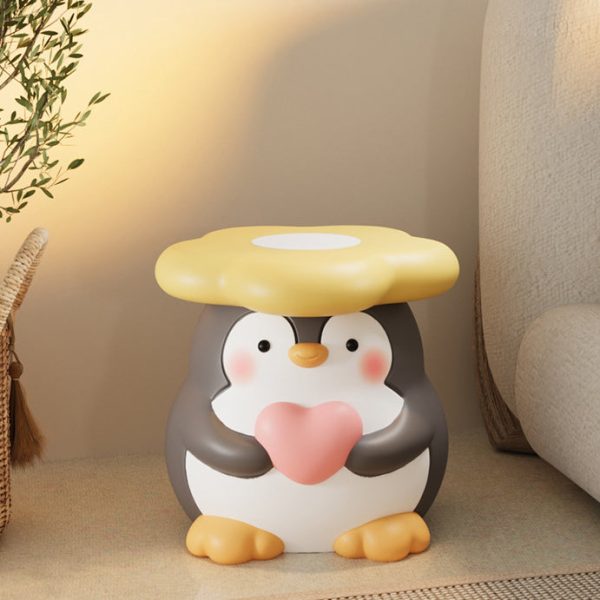 Modern Art Deco Resin Penguin-Shaped Flower Low Stool For Living Room - Image 15