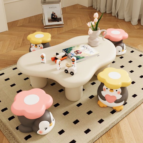 Modern Art Deco Resin Penguin-Shaped Flower Low Stool For Living Room - Image 19