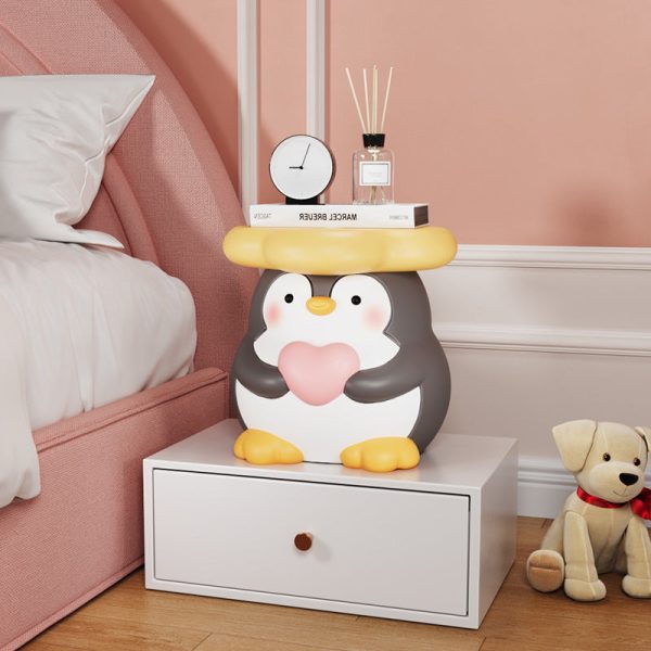 Modern Art Deco Resin Penguin-Shaped Flower Low Stool For Living Room - Image 3