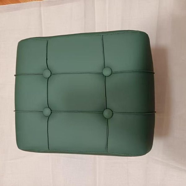 Contemporary Scandinavian PU Leather Solid Wood Metal Rectangular Low Stool For Living Room - Image 8
