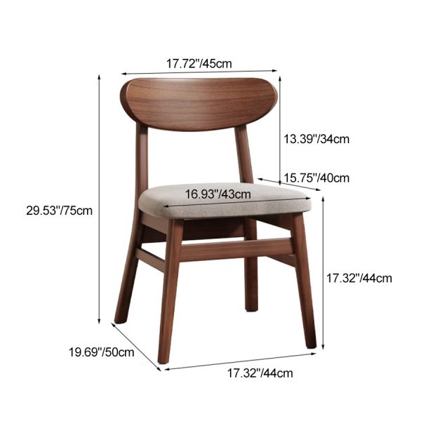 Modern Minimalist Cotton Linen Leather Solid Wood Curved Dining Chair With Backrest For Dining Room - Image 4