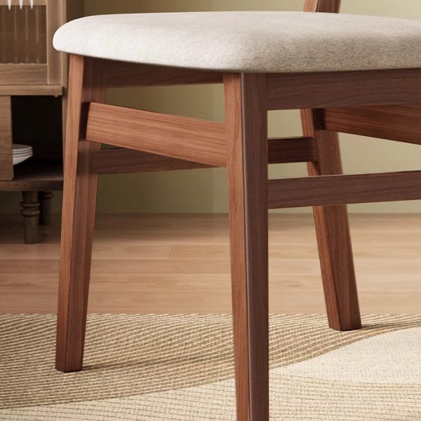 Modern Minimalist Cotton Linen Leather Solid Wood Curved Dining Chair With Backrest For Dining Room - Image 11
