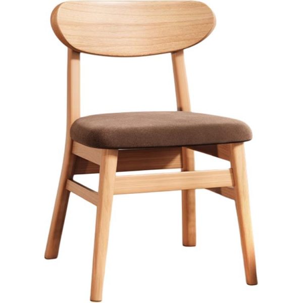 Modern Minimalist Cotton Linen Leather Solid Wood Curved Dining Chair With Backrest For Dining Room - Image 22