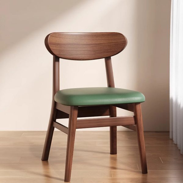 Modern Minimalist Cotton Linen Leather Solid Wood Curved Dining Chair With Backrest For Dining Room - Image 16