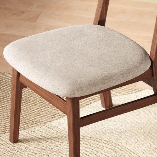 Modern Minimalist Cotton Linen Leather Solid Wood Curved Dining Chair With Backrest For Dining Room - Image 9
