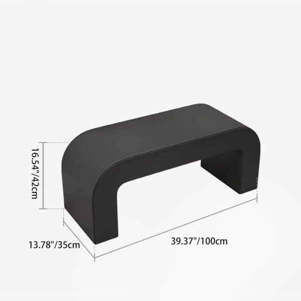 Contemporary Creative PU Leather Wood Rounded Rectangular Footstool Bench For Living Room - Image 6