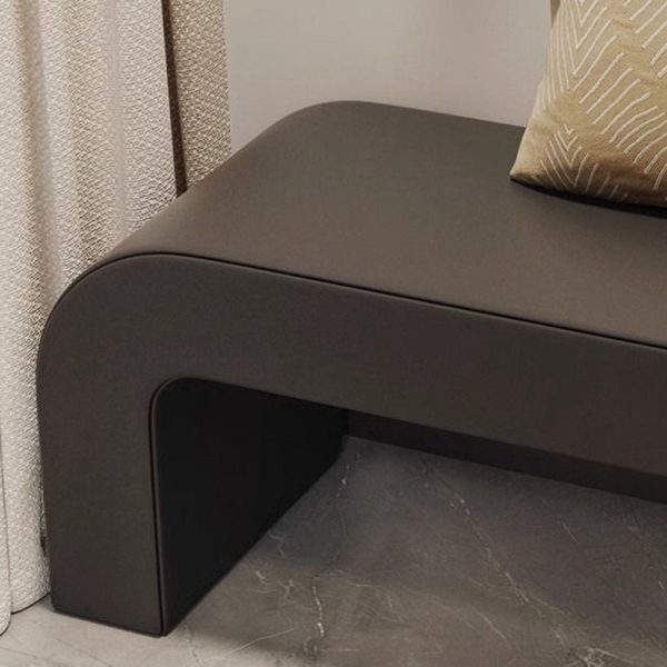 Contemporary Creative PU Leather Wood Rounded Rectangular Footstool Bench For Living Room - Image 8