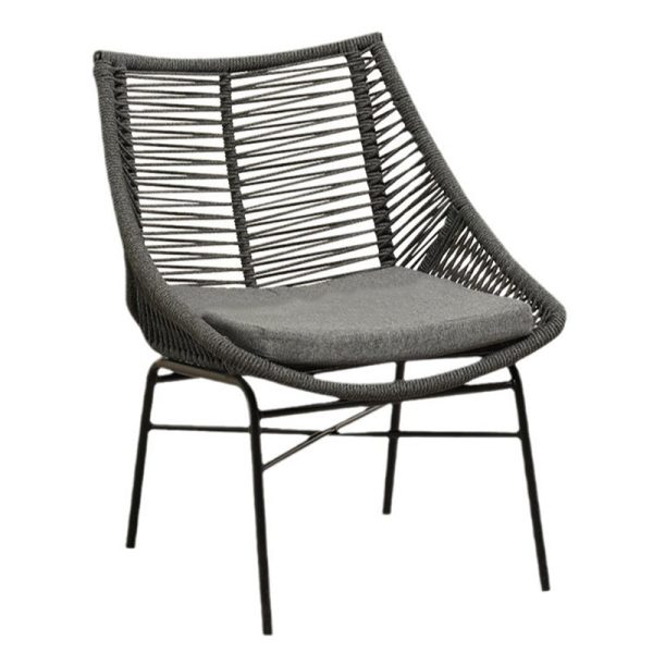 Traditional Chinese Rattan Cotton Metal Hollow Semi-Round Accent Chair With Backrest For Living Room - Image 20