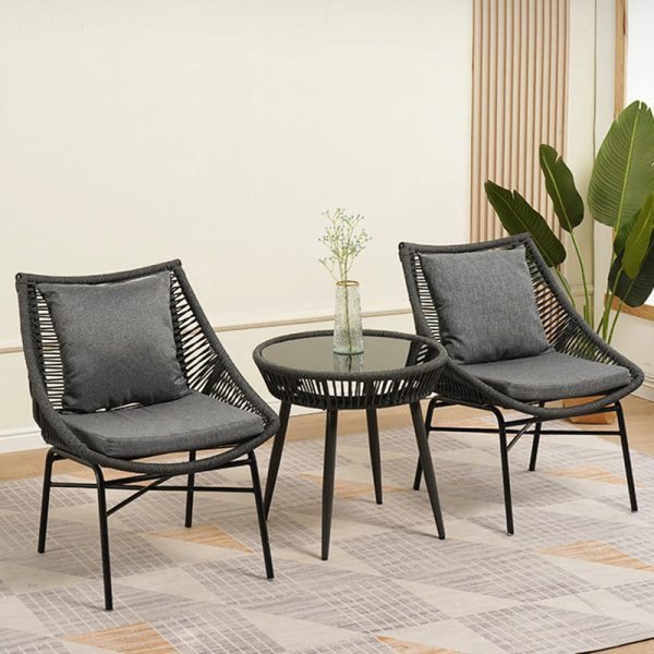 Traditional Chinese Rattan Cotton Metal Hollow Semi-Round Accent Chair With Backrest For Living Room - Image 13