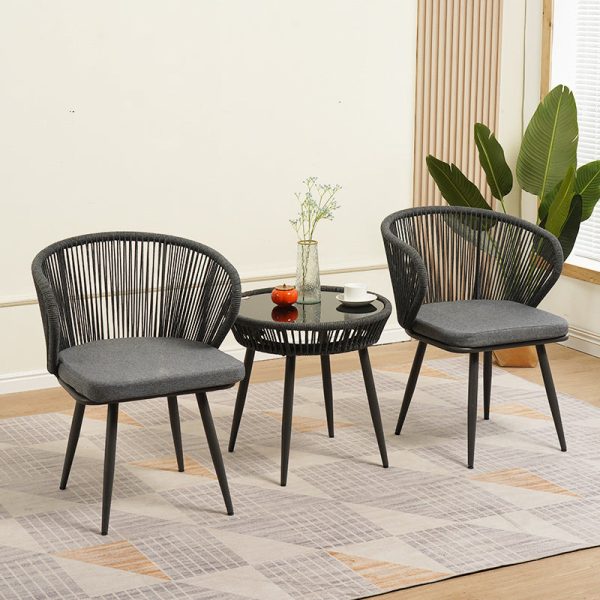 Traditional Chinese Rattan Cotton Metal Hollow Semi-Round Accent Chair With Backrest For Living Room - Image 14
