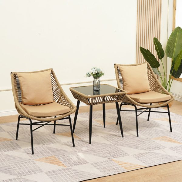 Traditional Chinese Rattan Cotton Metal Hollow Semi-Round Accent Chair With Backrest For Living Room - Image 17