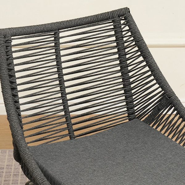 Traditional Chinese Rattan Cotton Metal Hollow Semi-Round Accent Chair With Backrest For Living Room - Image 10