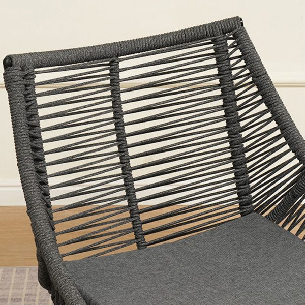 Traditional Chinese Rattan Cotton Metal Hollow Semi-Round Accent Chair With Backrest For Living Room - Image 8