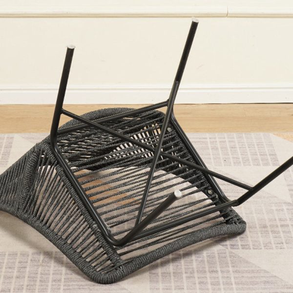 Traditional Chinese Rattan Cotton Metal Hollow Semi-Round Accent Chair With Backrest For Living Room - Image 9