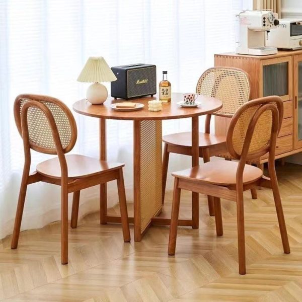 Traditional Chinese Solid Wood Oval Curved Dining Chair With Backrest For Dining Room - Image 2