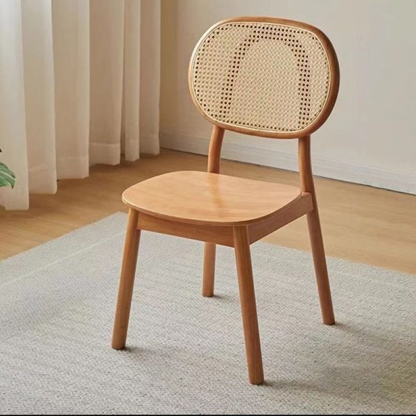 Traditional Chinese Solid Wood Oval Curved Dining Chair With Backrest For Dining Room - Image 11
