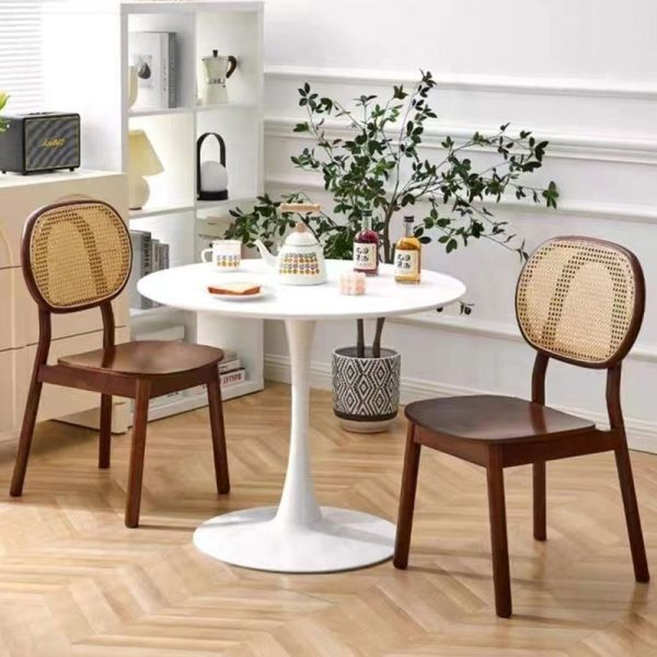 Traditional Chinese Solid Wood Oval Curved Dining Chair With Backrest For Dining Room - Image 3