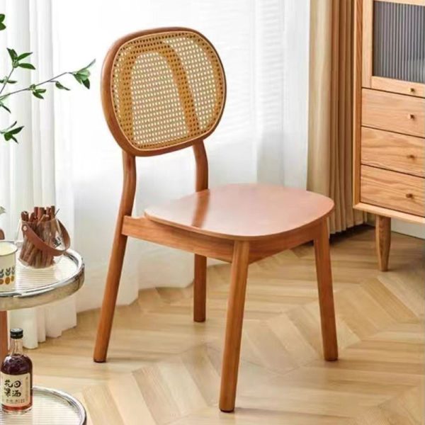 Traditional Chinese Solid Wood Oval Curved Dining Chair With Backrest For Dining Room - Image 16