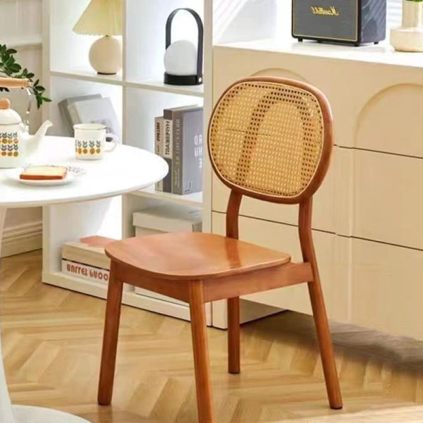 Traditional Chinese Solid Wood Oval Curved Dining Chair With Backrest For Dining Room - Image 17
