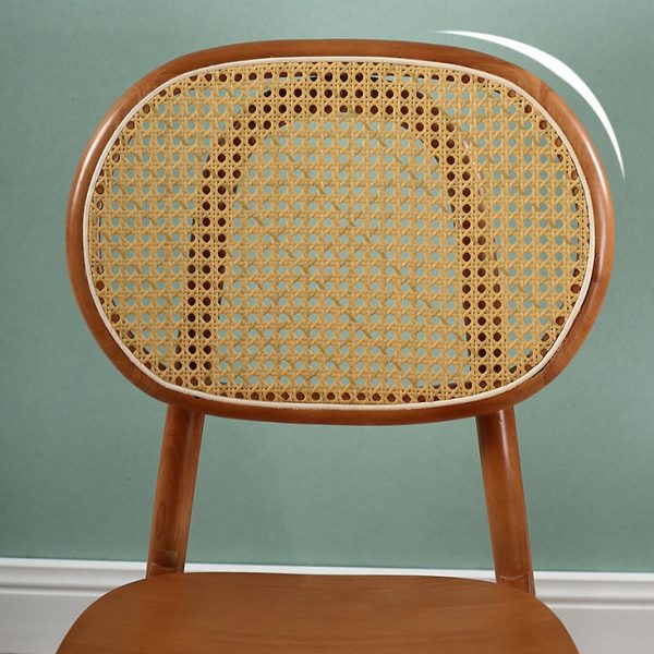 Contemporary Scandinavian Square Rubberwood Rattan Dining Chair Backrest For Dining Room - Image 6