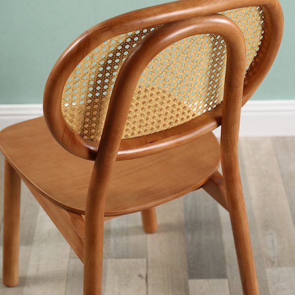 Contemporary Scandinavian Square Rubberwood Rattan Dining Chair Backrest For Dining Room - Image 5