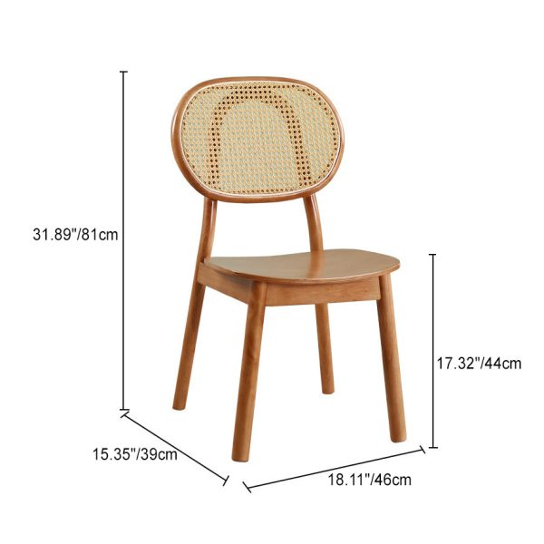 Contemporary Scandinavian Square Rubberwood Rattan Dining Chair Backrest For Dining Room - Image 4