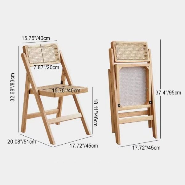 Contemporary Boho Rattan Wood Dining Chair Backrest Armless For Dining Room - Image 4