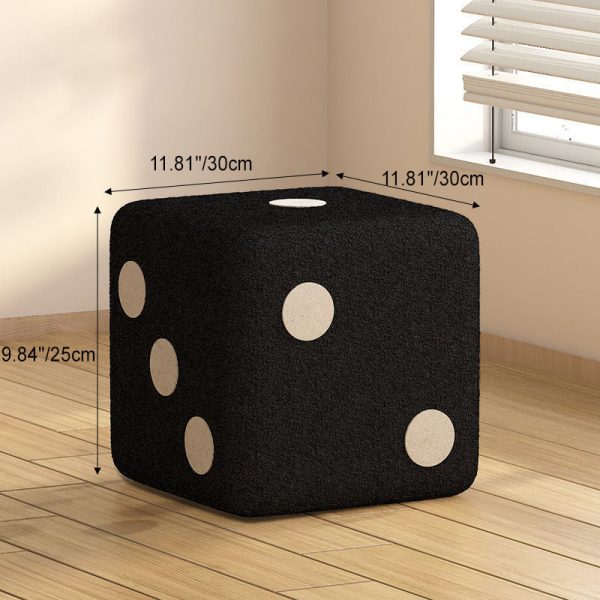 Contemporary Creative Cube Dice Lambswool Wood Chair Backless Armless For Living Room - Image 5