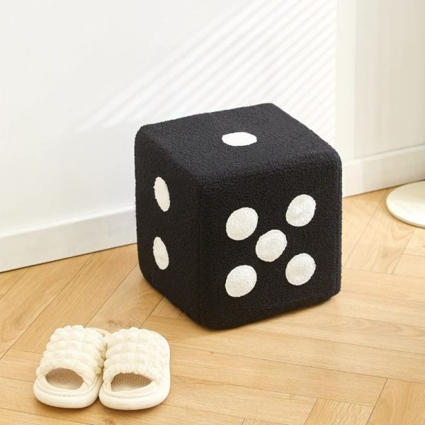 Contemporary Creative Cube Dice Lambswool Wood Chair Backless Armless For Living Room - Image 17