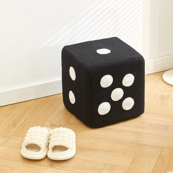 Contemporary Creative Cube Dice Lambswool Wood Chair Backless Armless For Living Room - Image 19