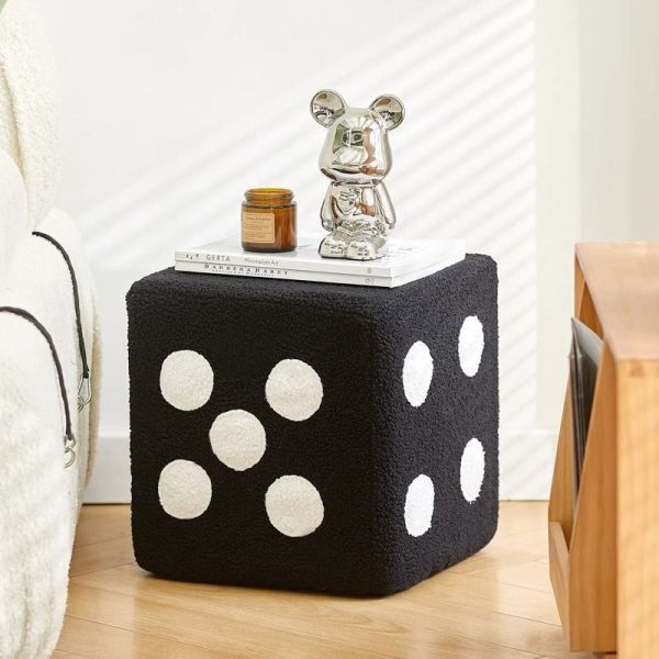 Contemporary Creative Cube Dice Lambswool Wood Chair Backless Armless For Living Room - Image 18