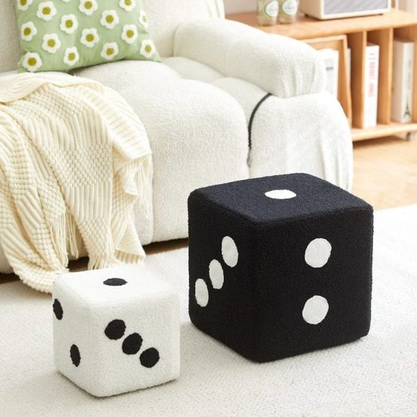 Contemporary Creative Cube Dice Lambswool Wood Chair Backless Armless For Living Room - Image 15