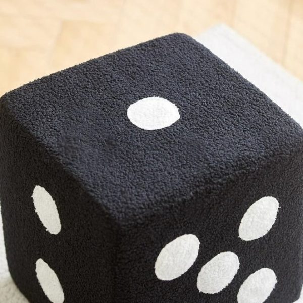 Contemporary Creative Cube Dice Lambswool Wood Chair Backless Armless For Living Room - Image 6