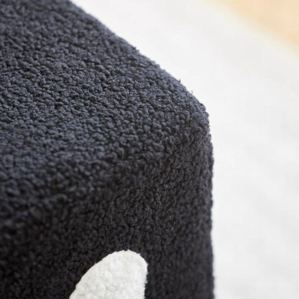 Contemporary Creative Cube Dice Lambswool Wood Chair Backless Armless For Living Room - Image 7