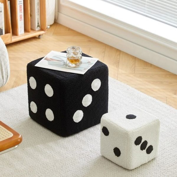Contemporary Creative Cube Dice Lambswool Wood Chair Backless Armless For Living Room - Image 10